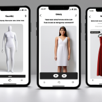 **Prompt:** Intuitive virtual fitting room interface. Clean, minimalist design, clear icons, responsive layout, user testing feedback, size recommendation system integration.
