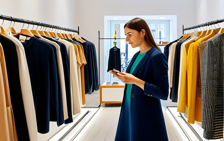 가상 피팅 서비스의 서비스 배포 전략 - Chic Lisbon Boutique**
"A professional female shopper, fully clothed in modest attire, browsing thr...